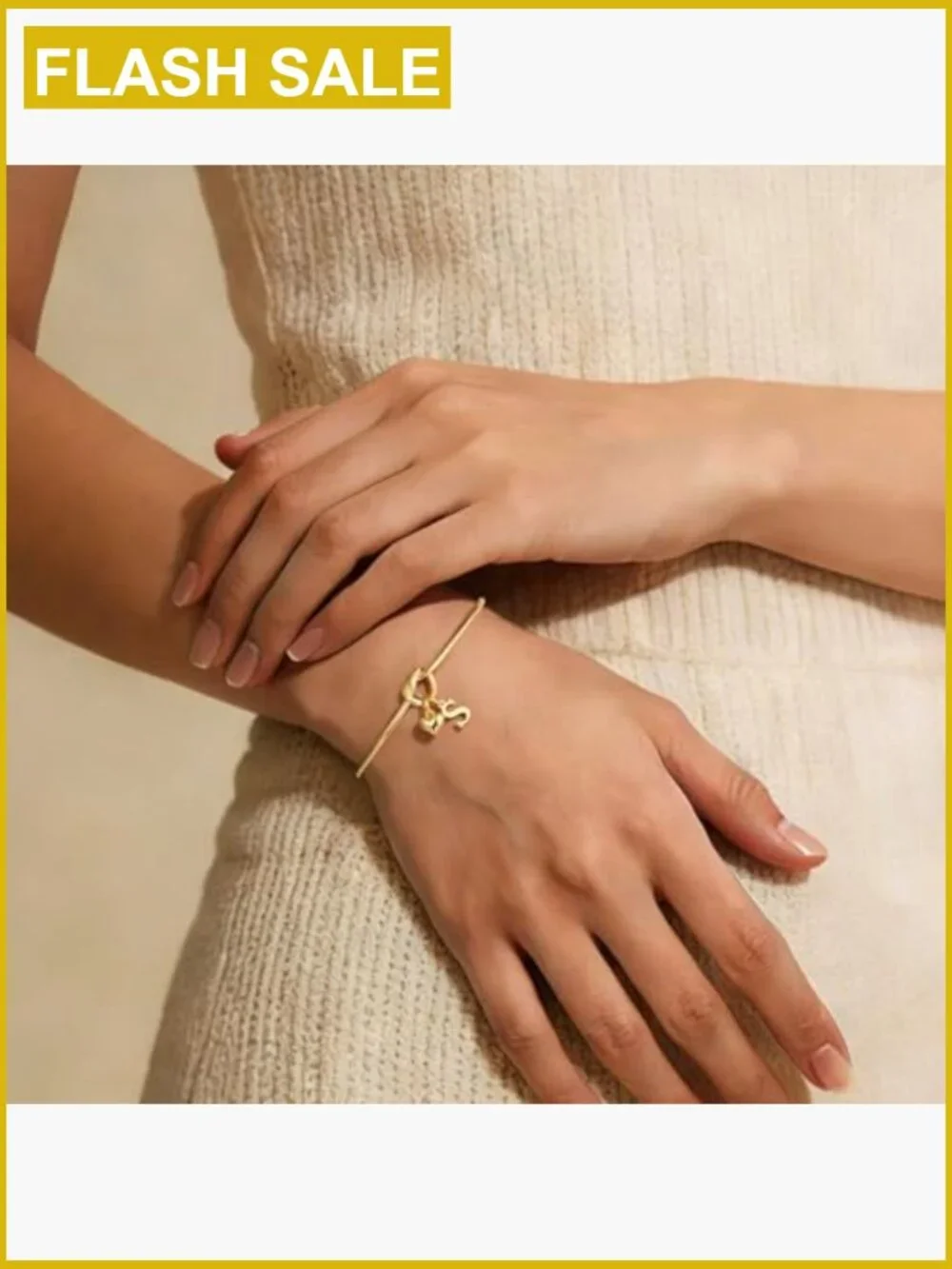 Knot Initial Charm Bracelets 14k Gold Plated Dainty Adjustable Heart